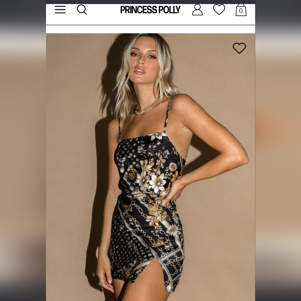 Princess Polly Black and Gold Embellished Slip Mini Dress